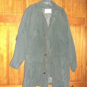 LONDON FOG dark green zip-up/button front hooded jacket sz L man